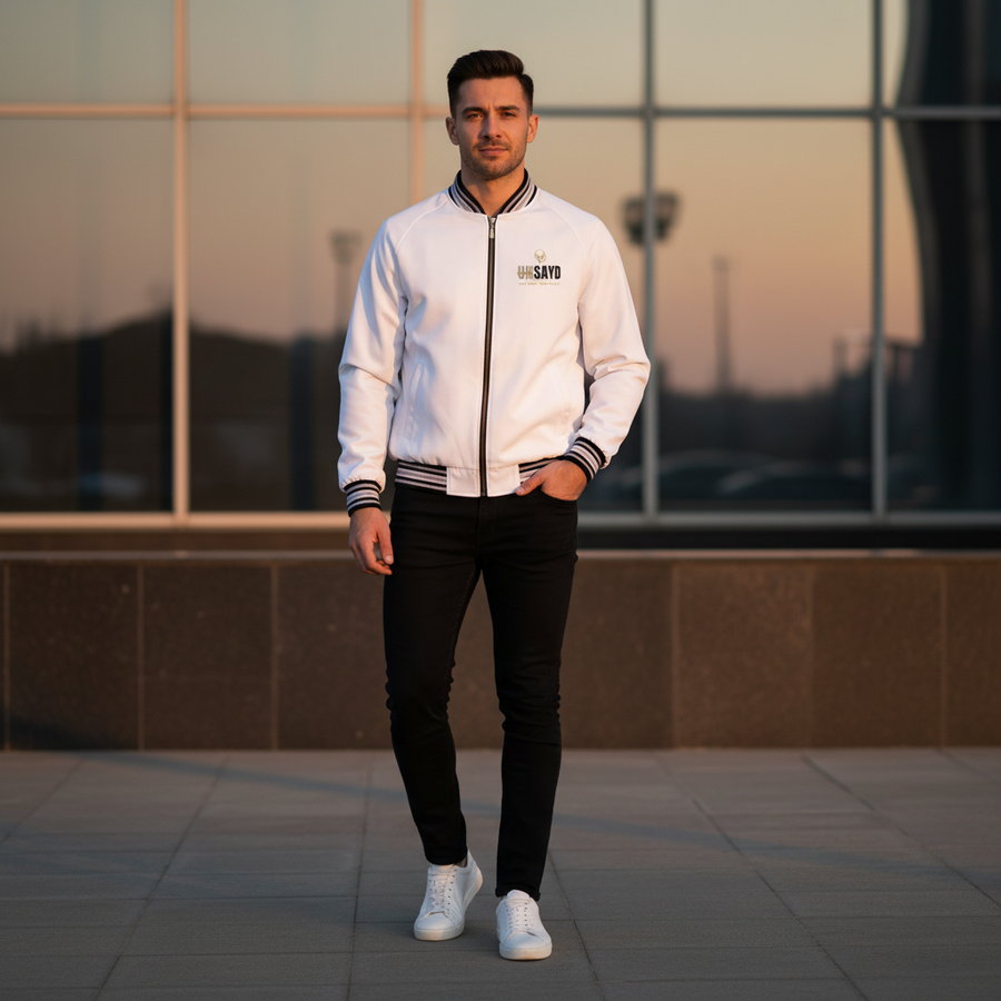 Men’s UNSAYD Striped Trim Bomber Jacket