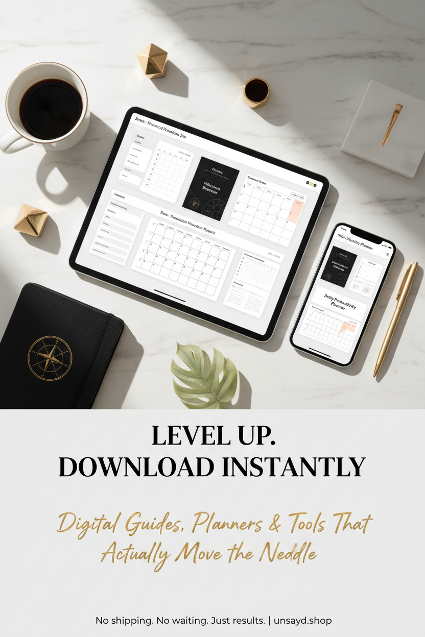 UNSAYD Digital Downloads — instant-download planners, workbooks, Canva templates and printable guides