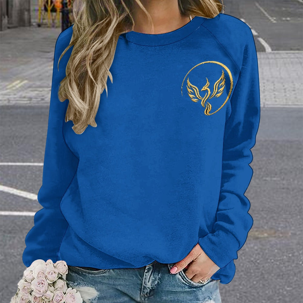 Gold Phoenix Emblem Royal Blue Sweatshirt | Women's Raglan Crewneck | S–3XL
