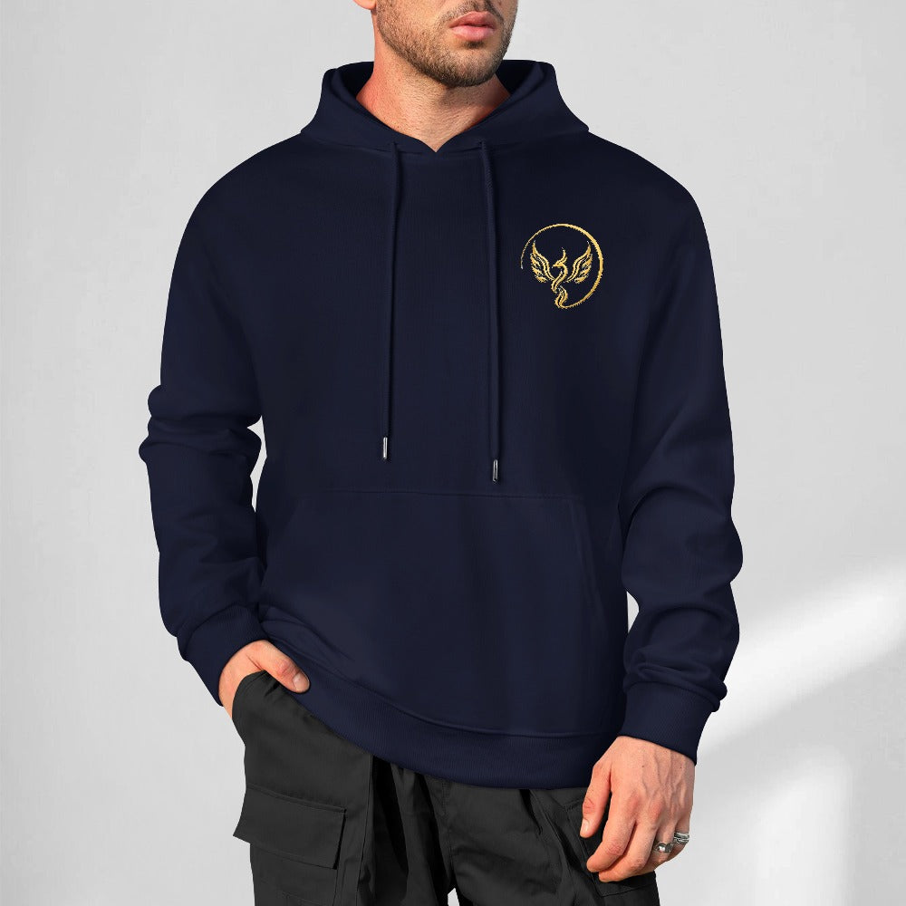 Gold Phoenix Emblem Hoodie | Navy Unisex Resilience & Streetwear Hoodie