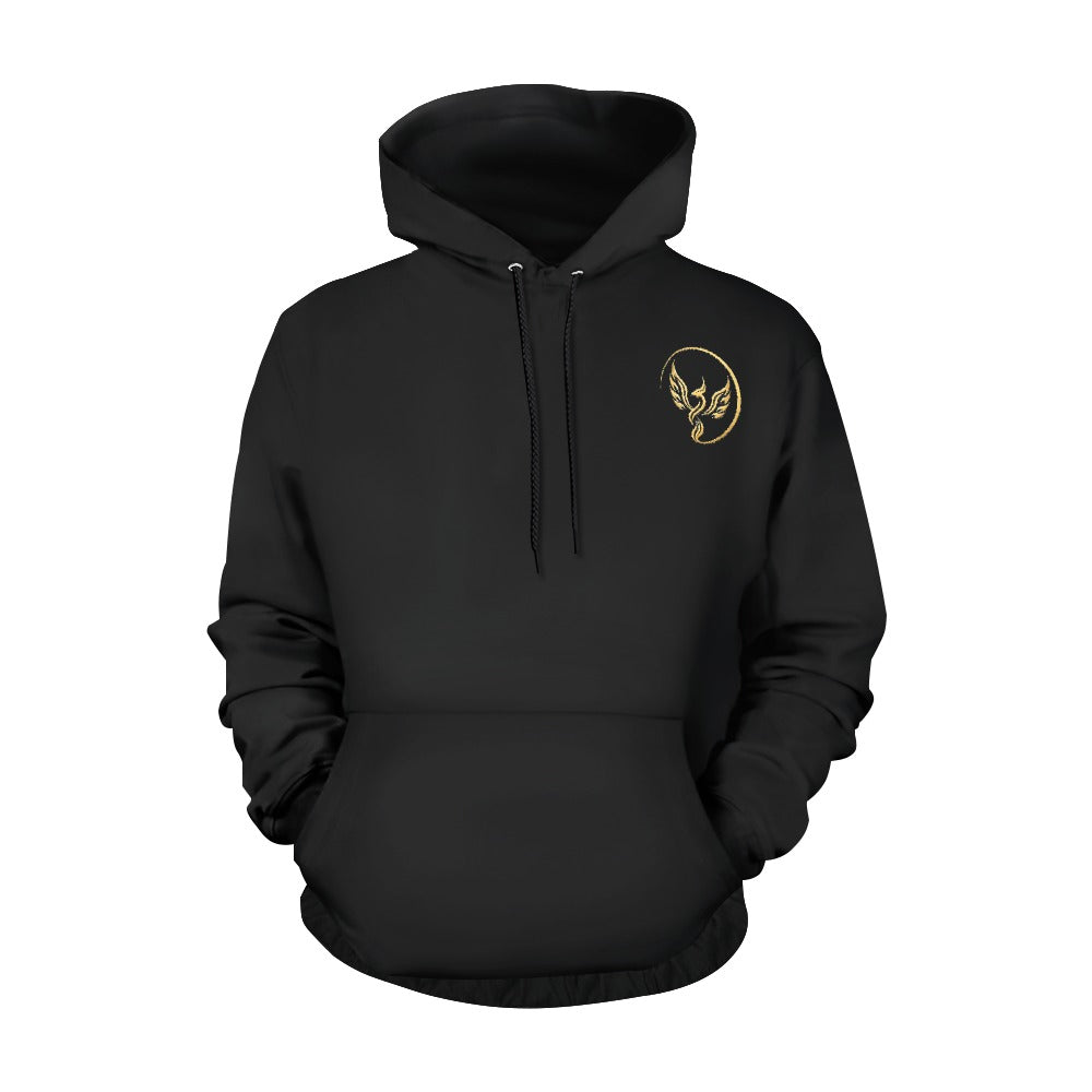 Gold Phoenix Emblem Black Hoodie | Women's Premium Streetwear Pullover | XS–XL