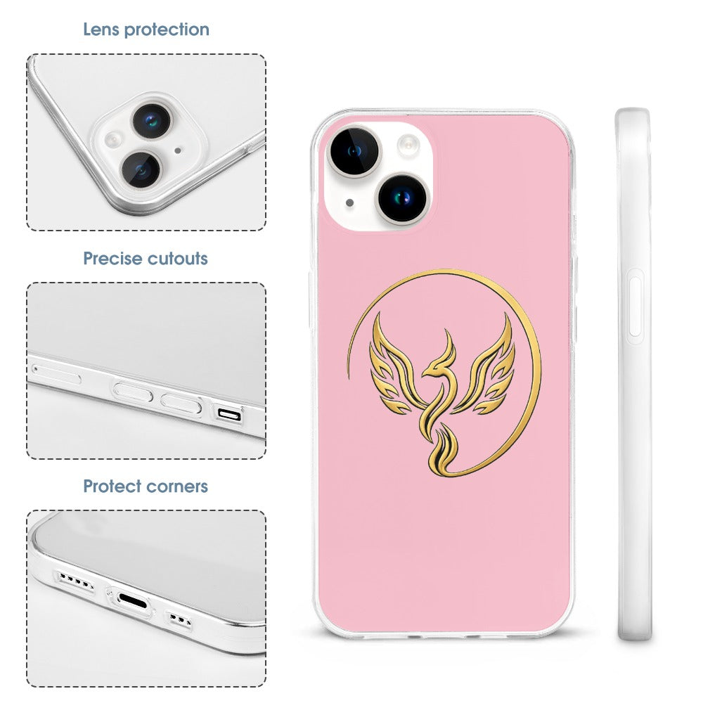 Gold Phoenix Emblem iPhone 15 Case | UNSAYD Resilience Case — Pink