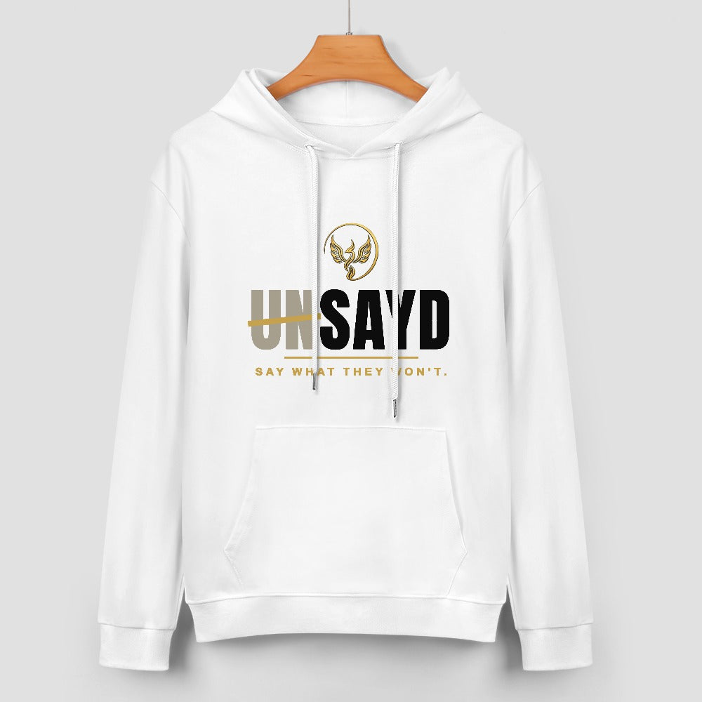 Men's UNSAYD White Cotton Graphic Hoodie