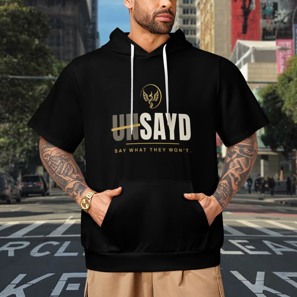 Men's UNSAYD Black Short-Sleeve Hoodie