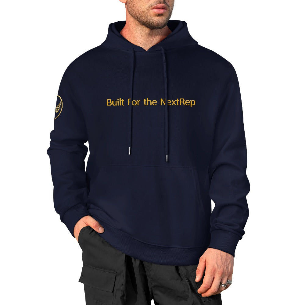 "Built For the NextRep" Navy Pullover Hoodie | Men's Premium Cotton Hoodie | S–5XL