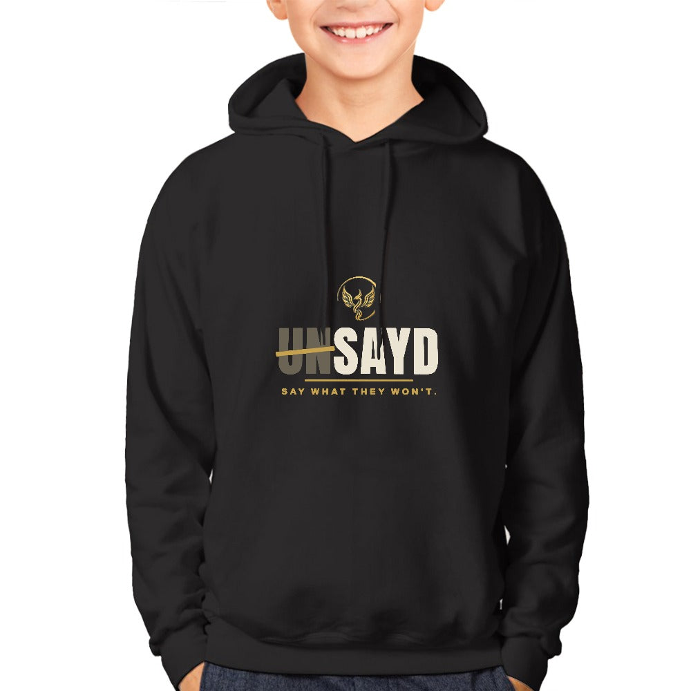 Kids' UNSAYD Black Cotton Hoodie