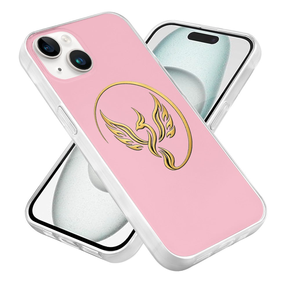 Gold Phoenix Emblem iPhone 15 Case | UNSAYD Resilience Case — Pink