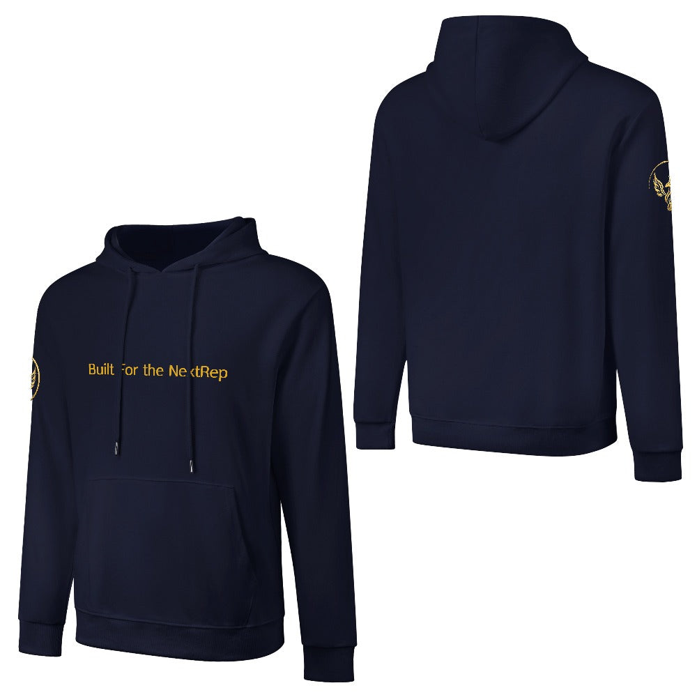 "Built For the NextRep" Navy Pullover Hoodie | Men's Premium Cotton Hoodie | S–5XL