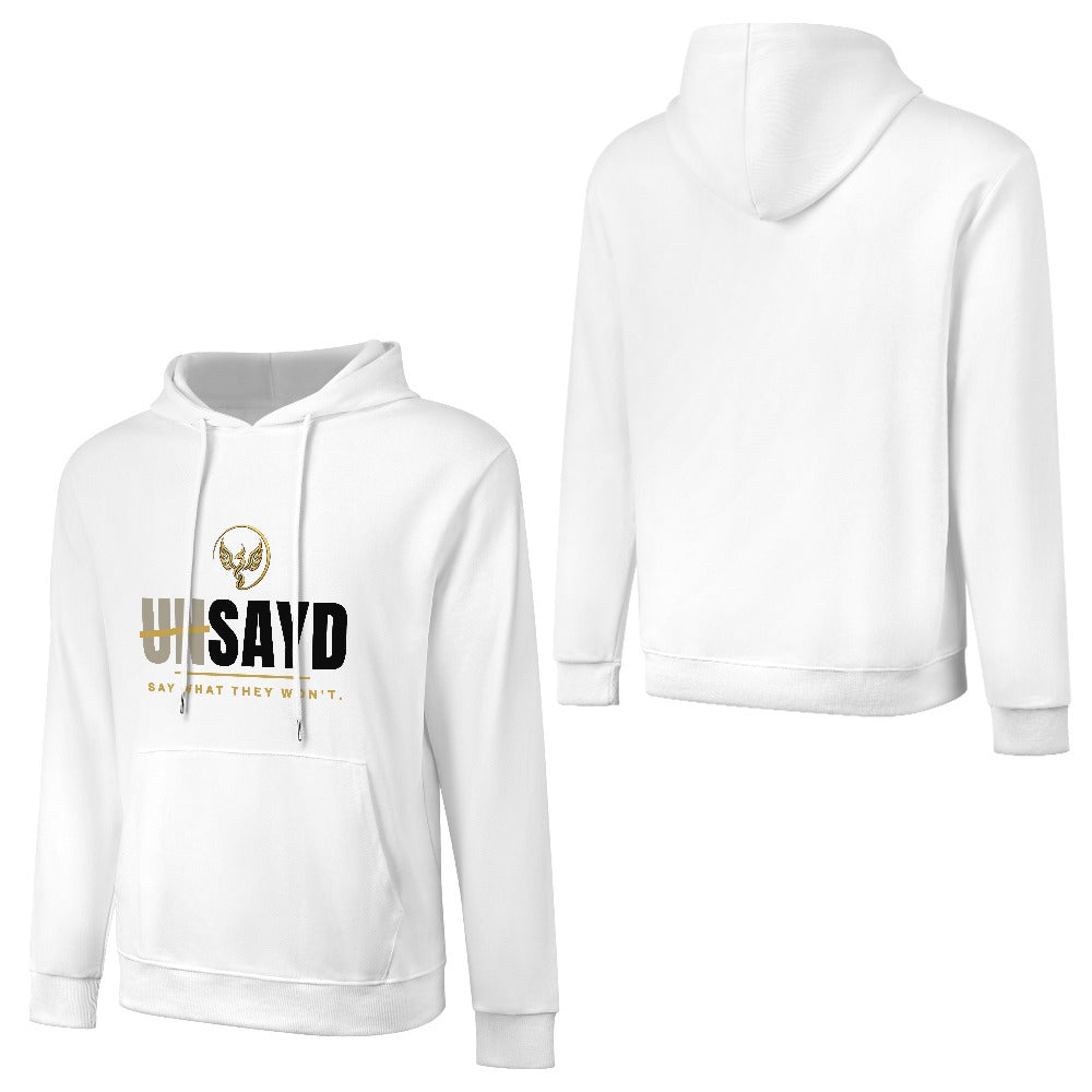 Men's UNSAYD White Cotton Graphic Hoodie