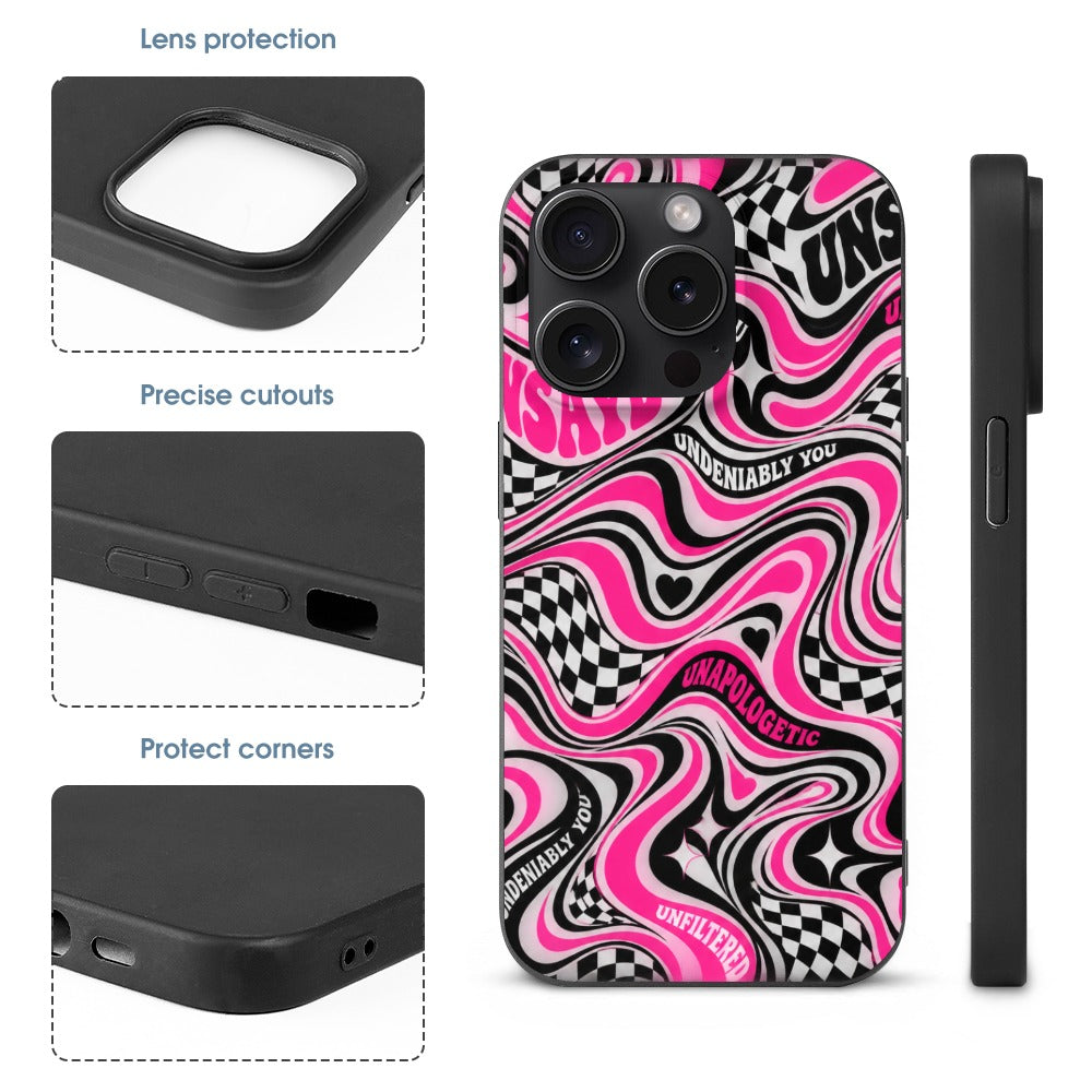 Unapologetic. Unfiltered. | UNSAYD Psychedelic iPhone 15 Case — Black