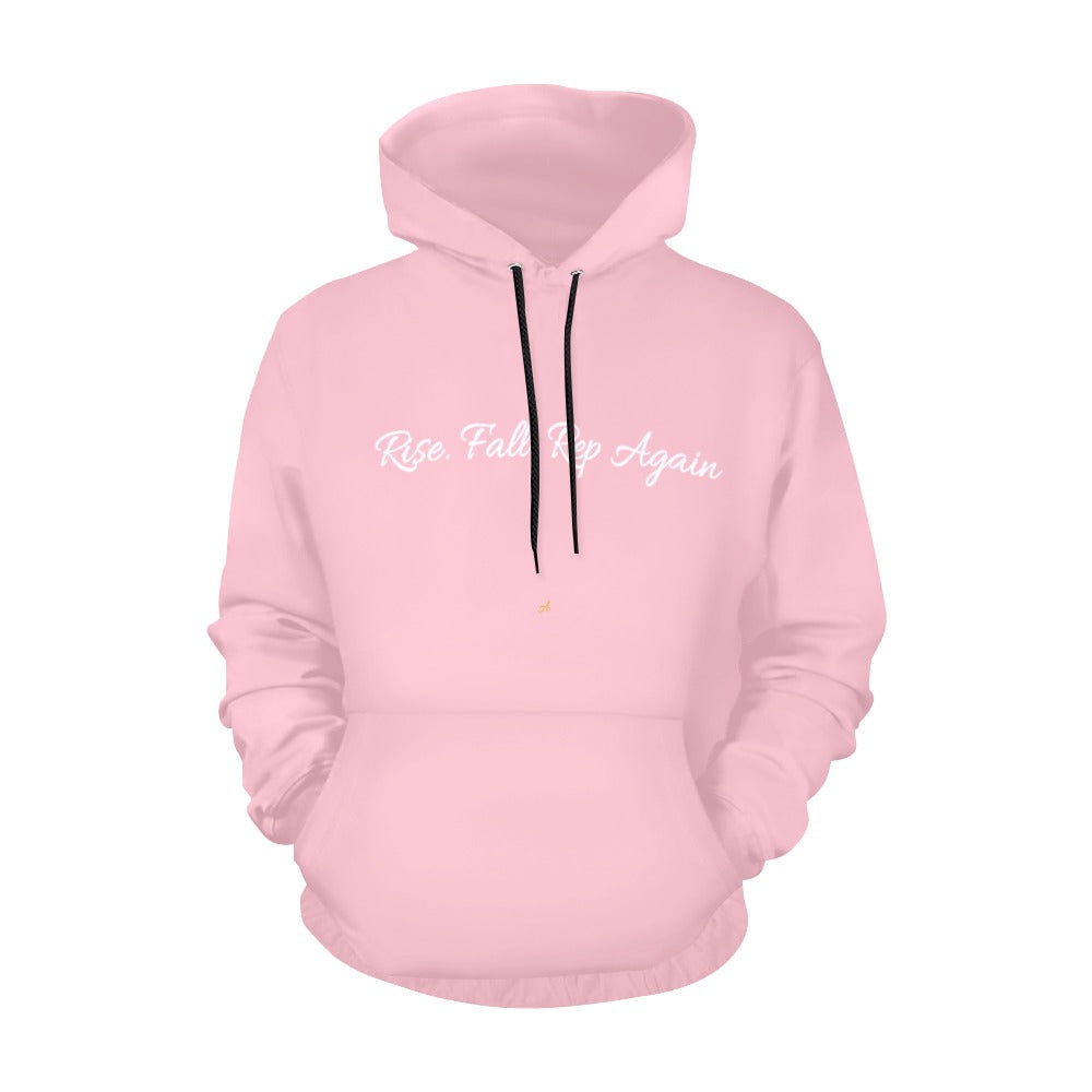 "Rise. Fall. Rep Again." Pink Pullover Hoodie | Women's Motivational Streetwear | XS–XL