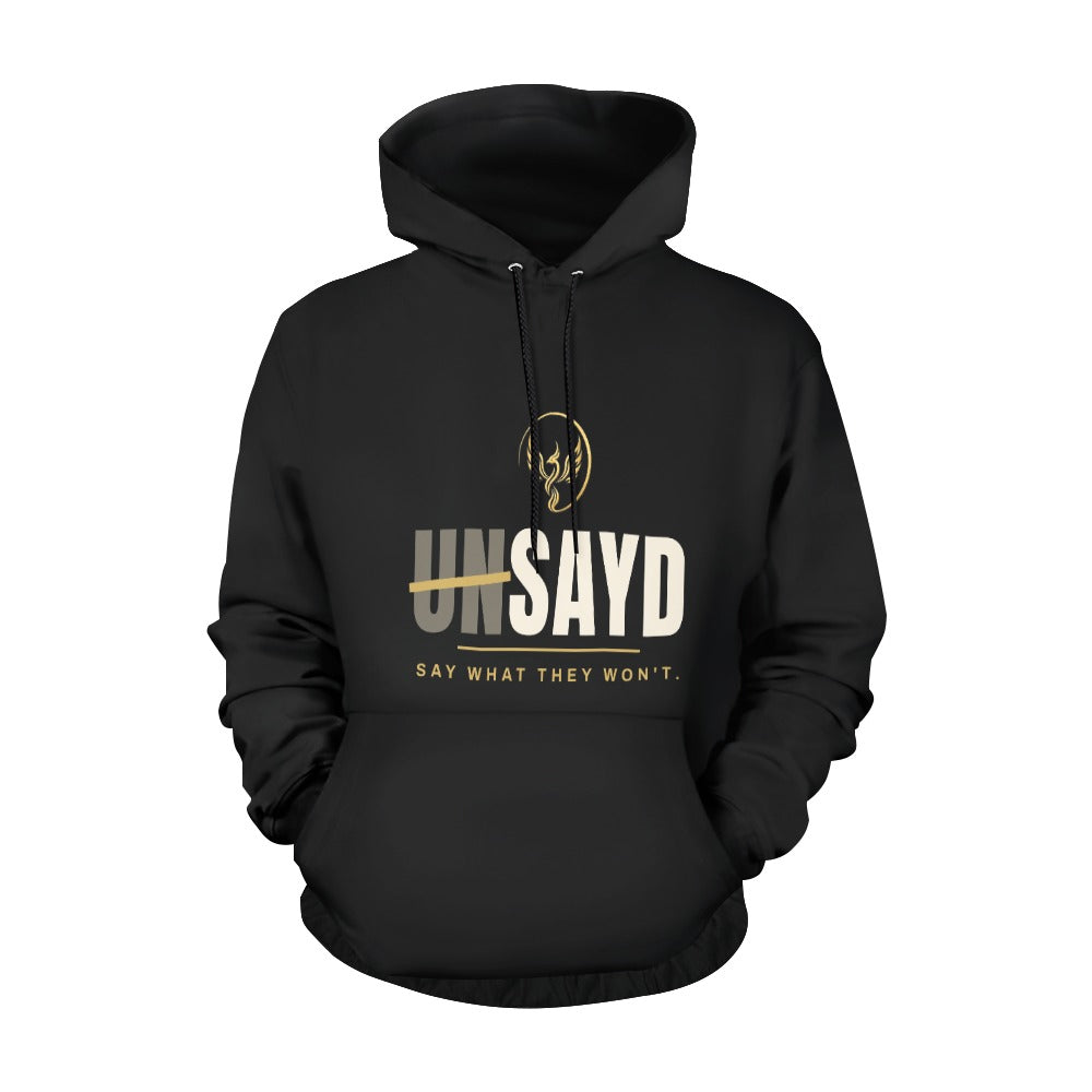Women's UNSAYD Black All-Over Print Hoodie