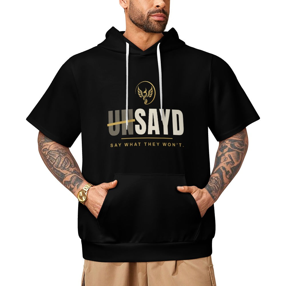 Men's UNSAYD Black Short-Sleeve Hoodie