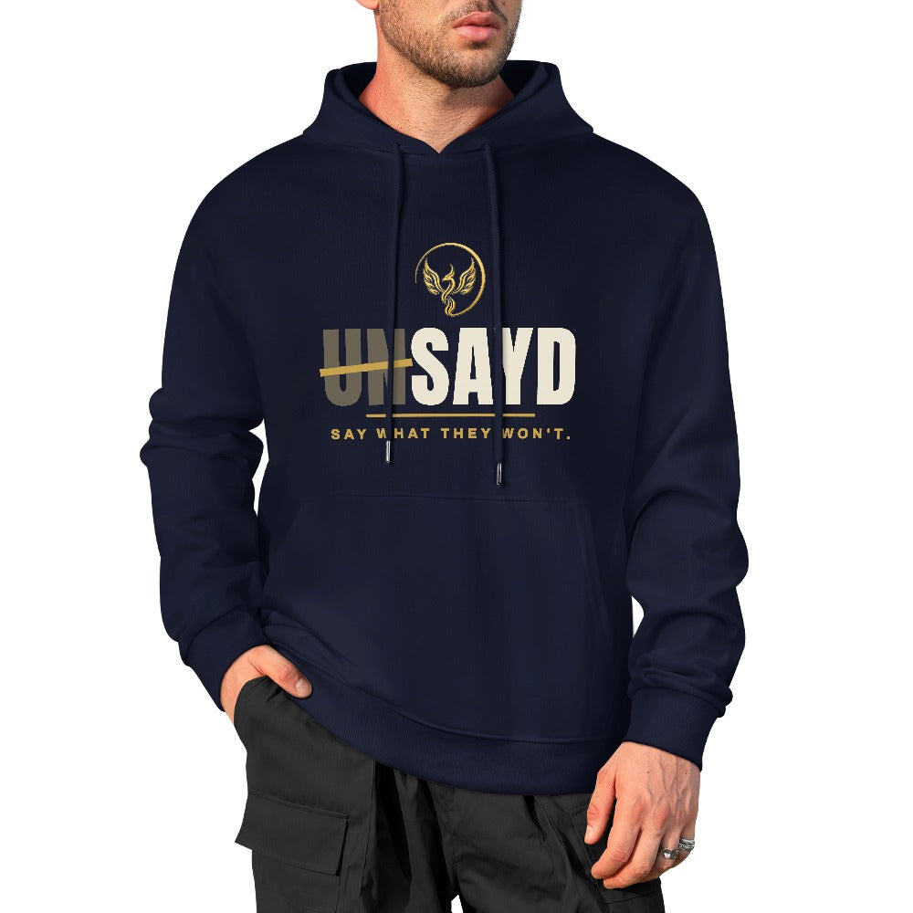 Men's UNSAYD Navy Cotton Graphic Hoodie