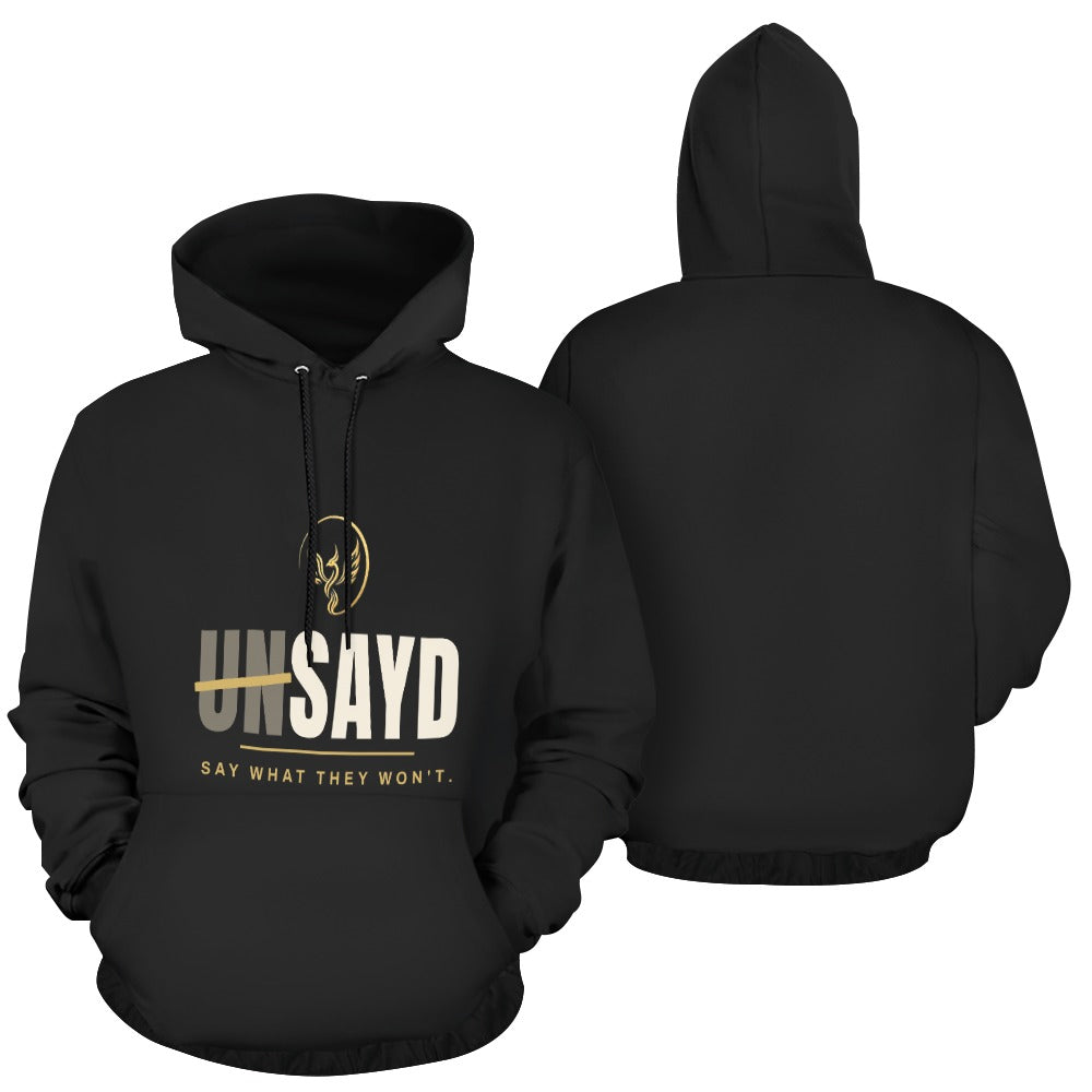 Women's UNSAYD Black All-Over Print Hoodie