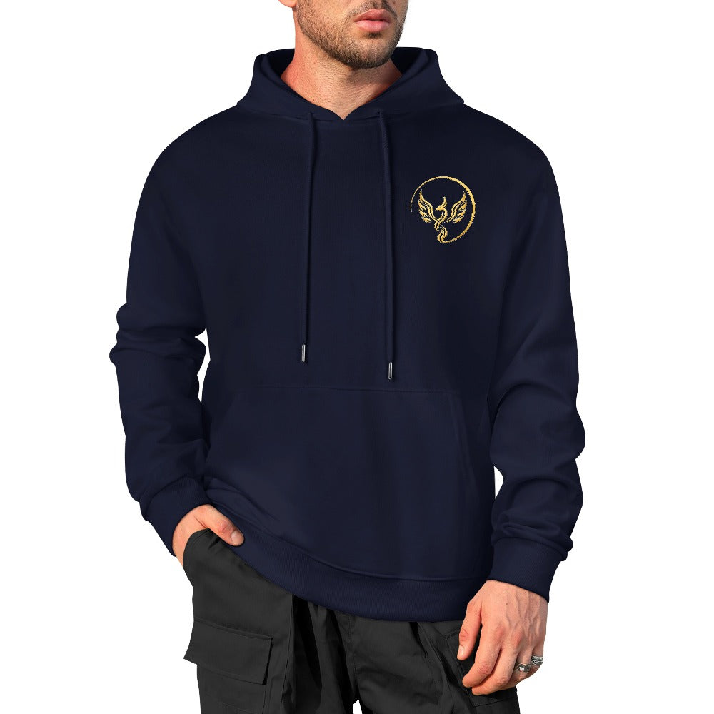 Gold Phoenix Emblem Hoodie | Navy Unisex Resilience & Streetwear Hoodie
