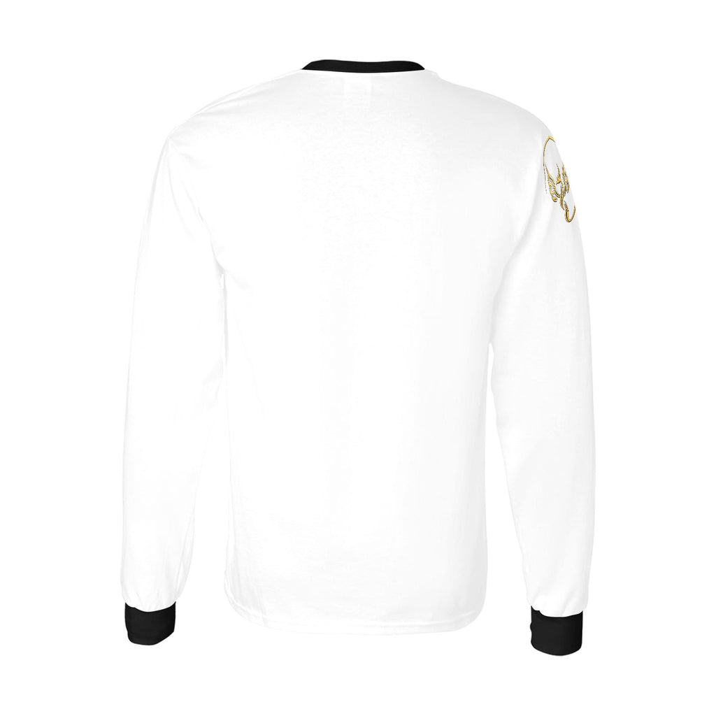 White Long Sleeve Logo Tee | UNSAYD Crown & Bolt Streetwear