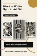 Black & White Optical Illusion Wall Art | Set of 3 Printable Op Art Prints