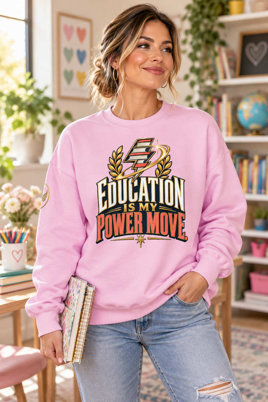 Education Is My Power Move Women’s Teacher Sweatshirt | Educator Gift