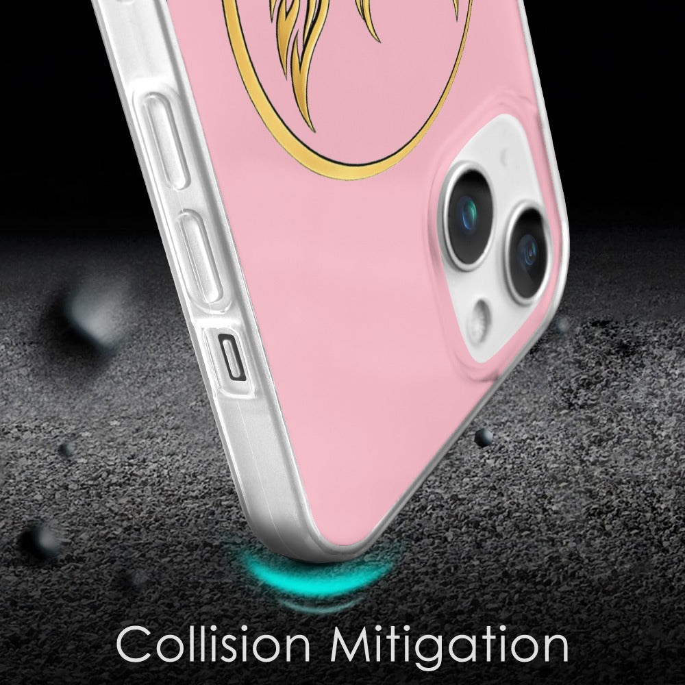 Gold Phoenix Emblem iPhone 15 Case | UNSAYD Resilience Case — Pink