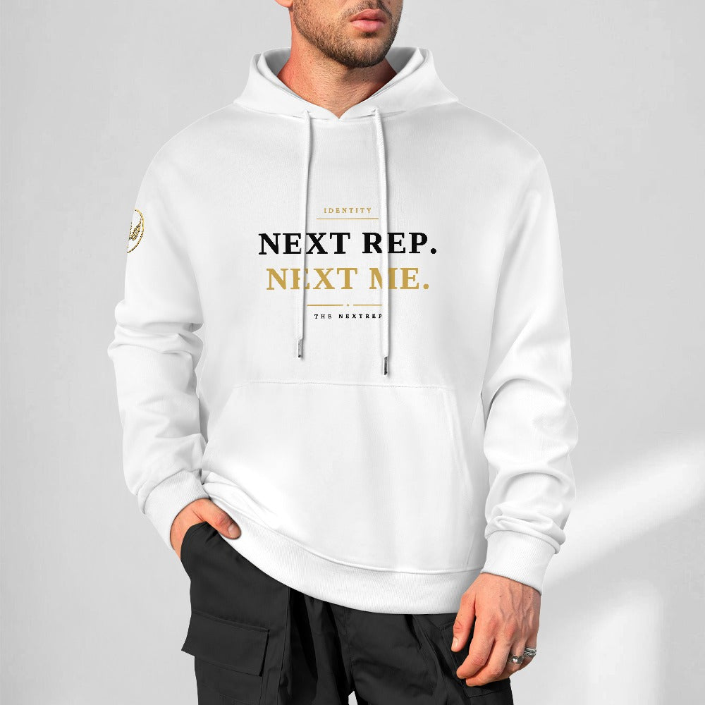 Next Rep. Next Me. White Cotton Hoodie