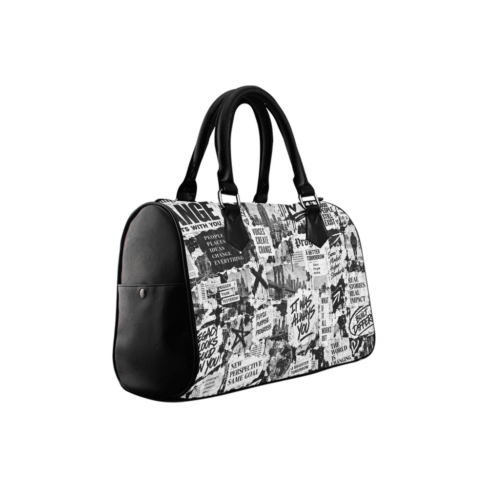 UNSAYD Monochrome Motivation Collage Handbag