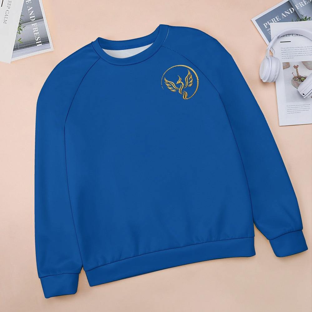 Gold Phoenix Emblem Royal Blue Sweatshirt | Women's Raglan Crewneck | S–3XL