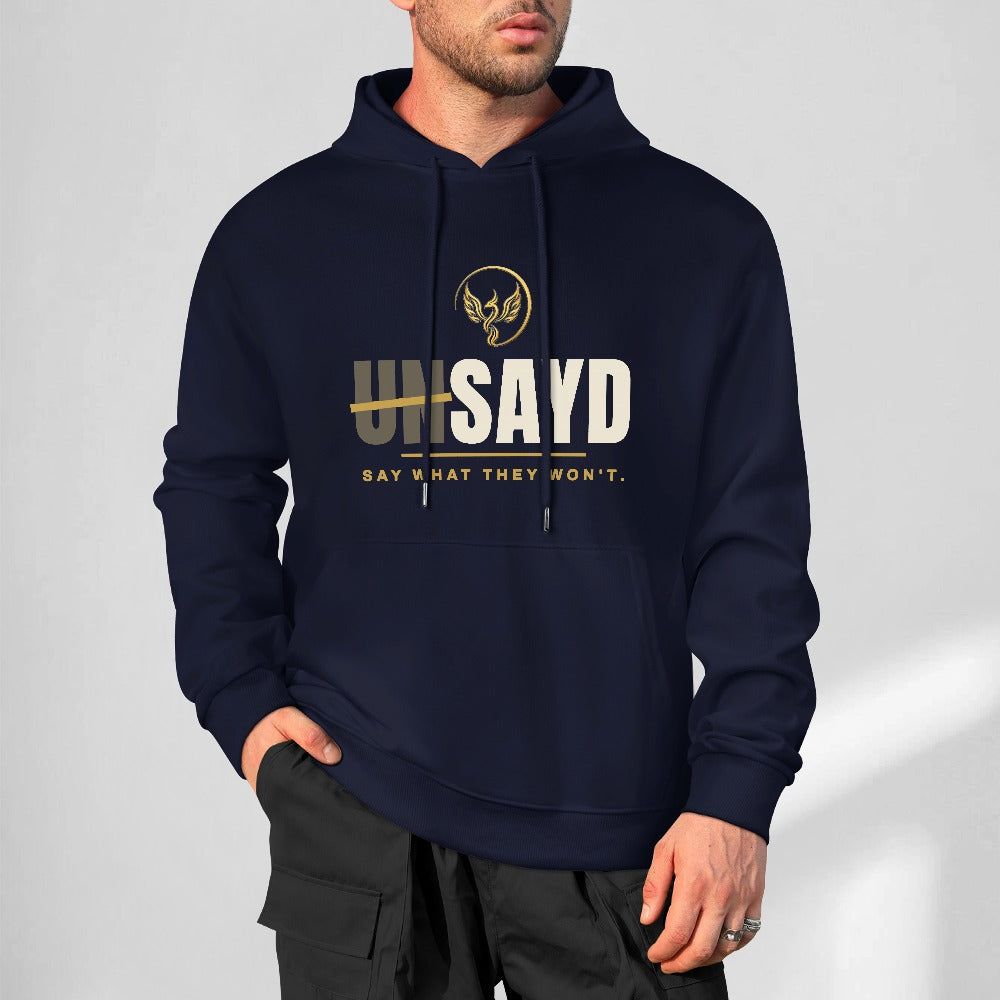 Men's UNSAYD Navy Cotton Graphic Hoodie
