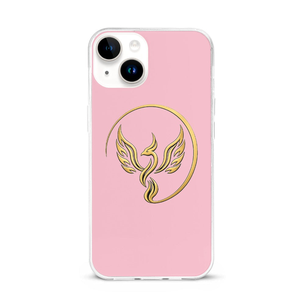 Gold Phoenix Emblem iPhone 15 Case | UNSAYD Resilience Case — Pink