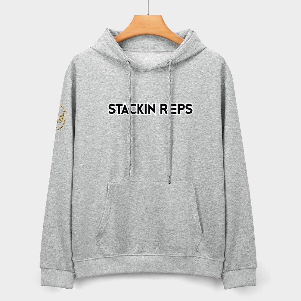 "Stackin Reps" Grey Pullover Hoodie | Men's Premium Cotton Hoodie | S–5XL