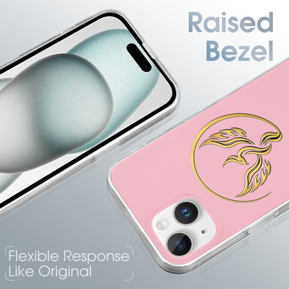 Gold Phoenix Emblem iPhone 15 Case | UNSAYD Resilience Case — Pink
