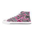 UNSAYD Kids High Top Canvas Sneakers | Pink Psychedelic Checkered Print | Big Kid