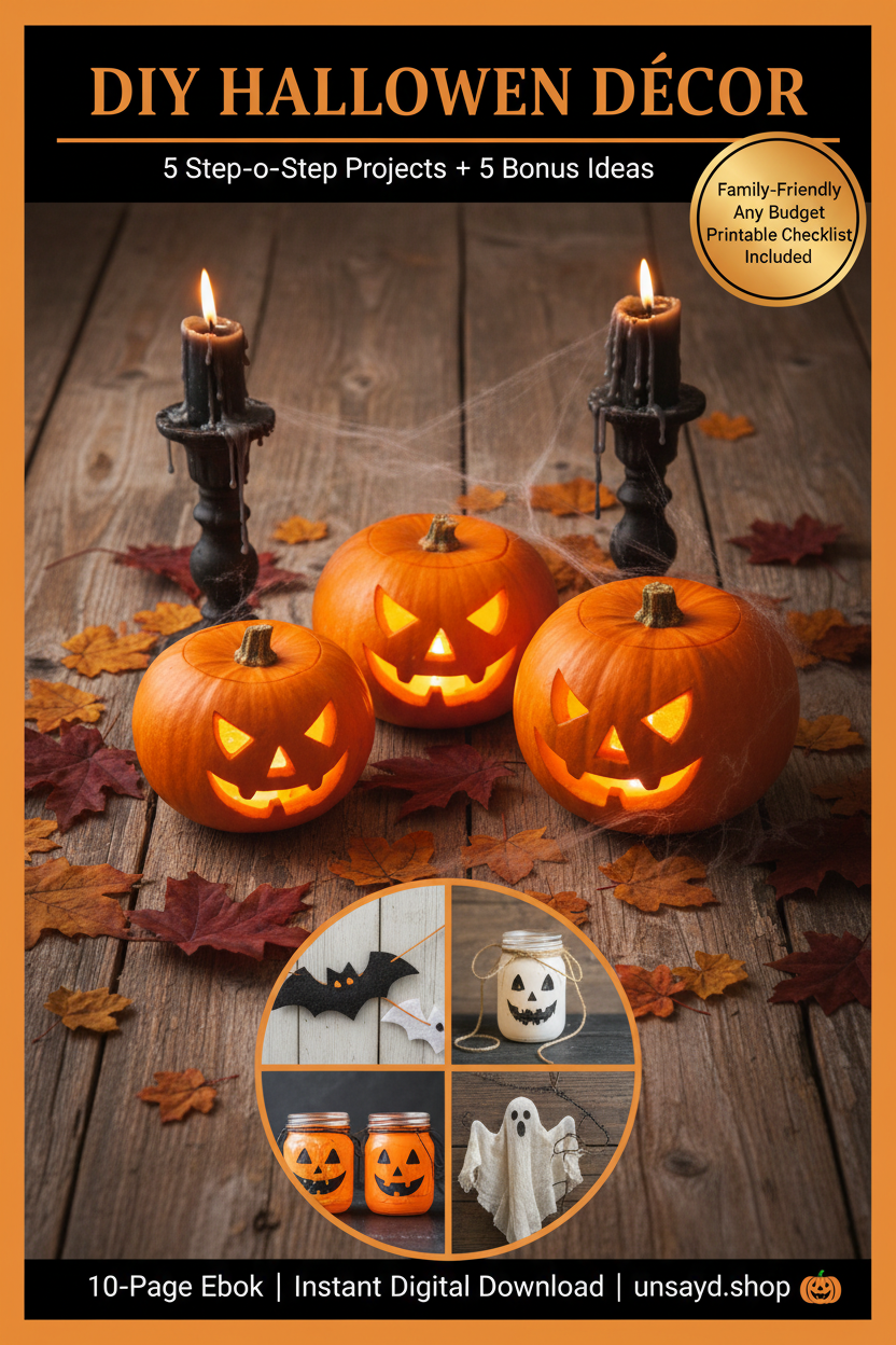 DIY Halloween Decorations eBook | 10-Page Family Craft Guide & Printable Checklist