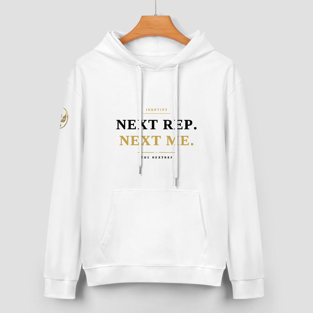 Next Rep. Next Me. White Cotton Hoodie