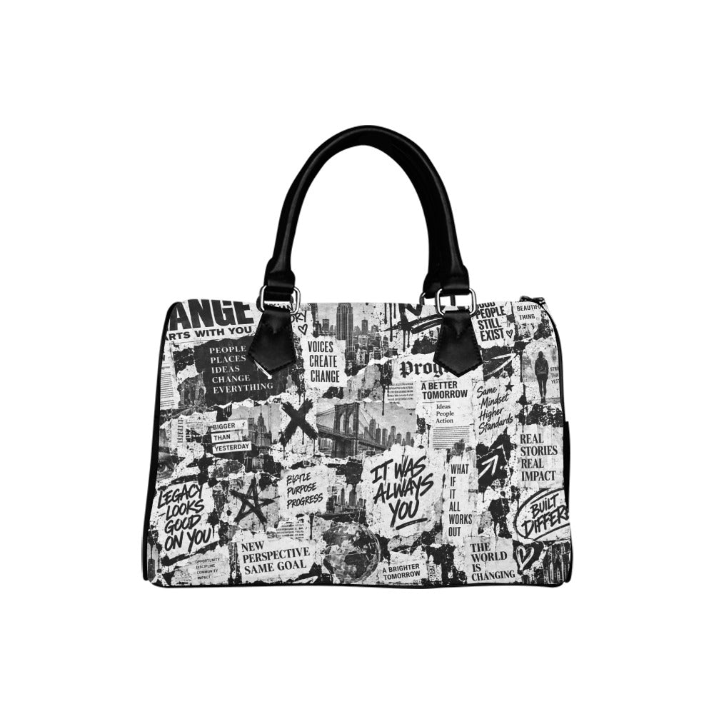 UNSAYD Monochrome Motivation Collage Handbag