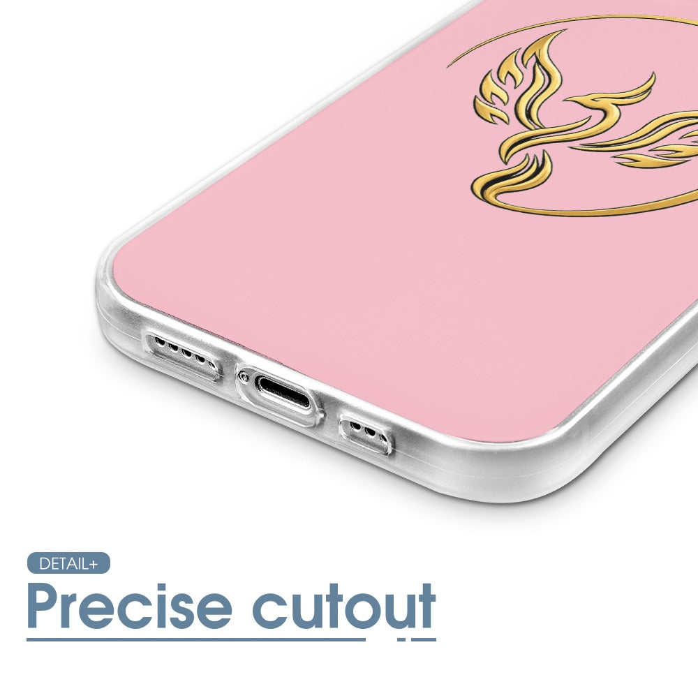 Gold Phoenix Emblem iPhone 15 Case | UNSAYD Resilience Case — Pink