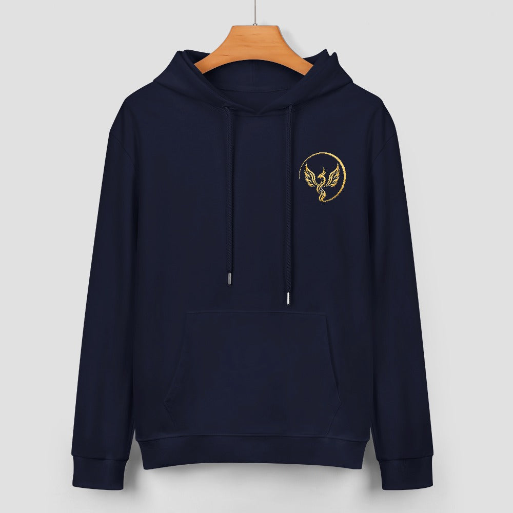 Gold Phoenix Emblem Hoodie | Navy Unisex Resilience & Streetwear Hoodie