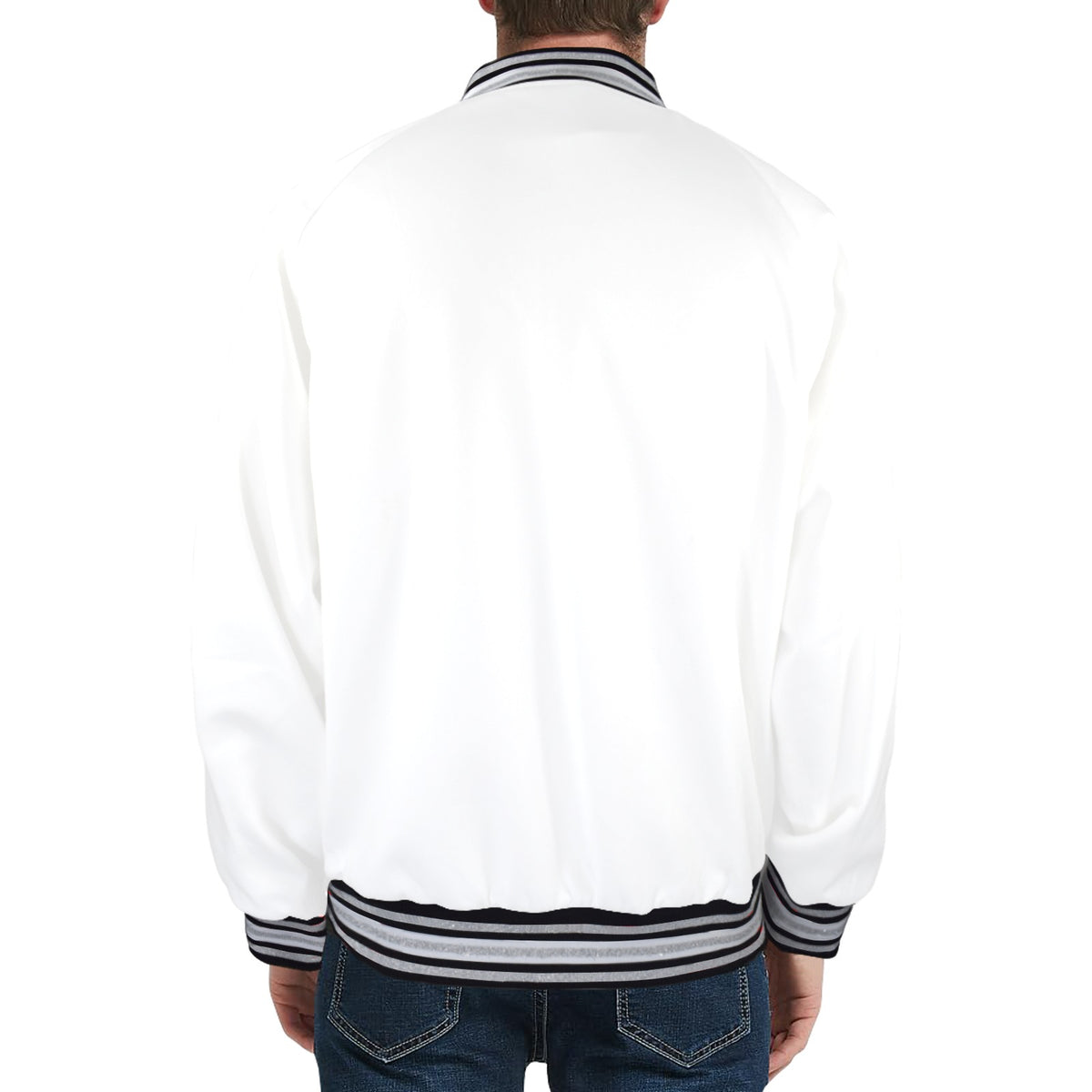 Men's UNSAYD White Striped Trim Bomber Jacket