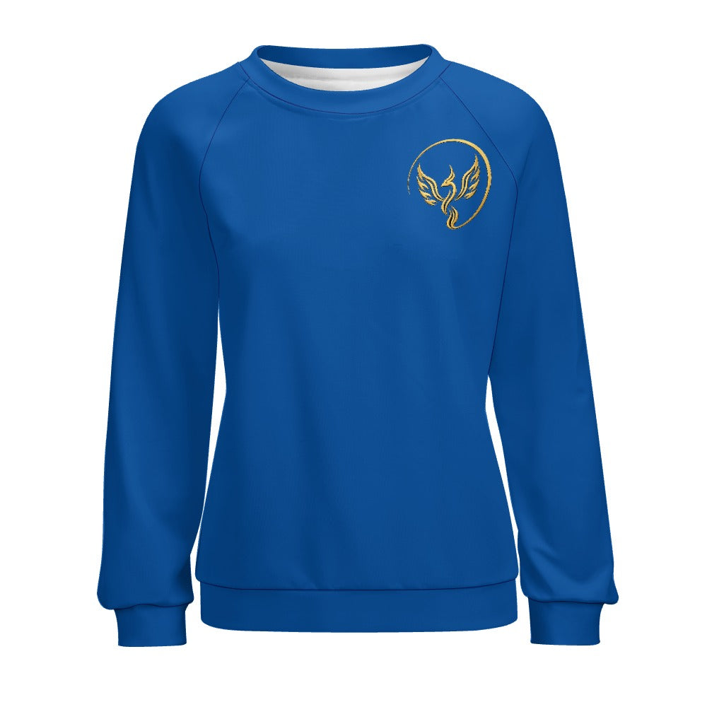 Gold Phoenix Emblem Royal Blue Sweatshirt | Women's Raglan Crewneck | S–3XL