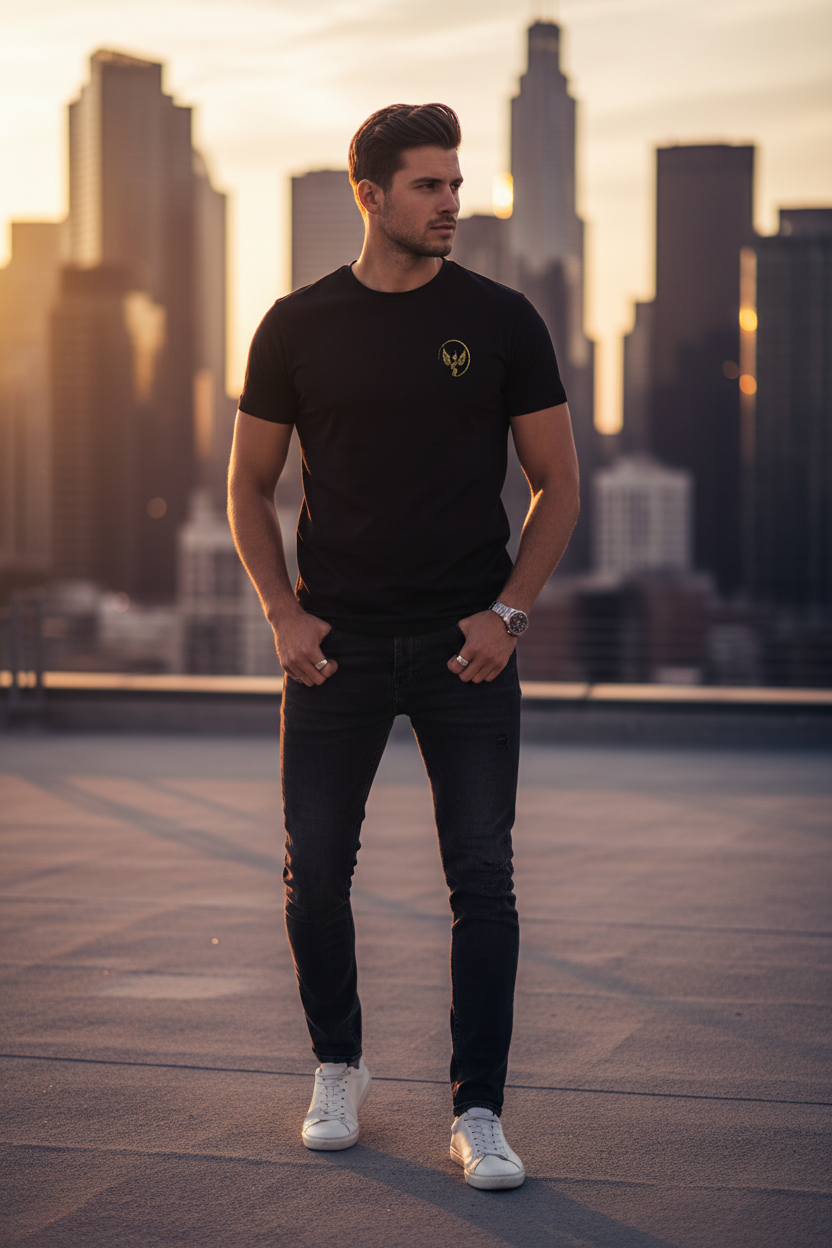 Gold Phoenix Black T-Shirt Lifestyle