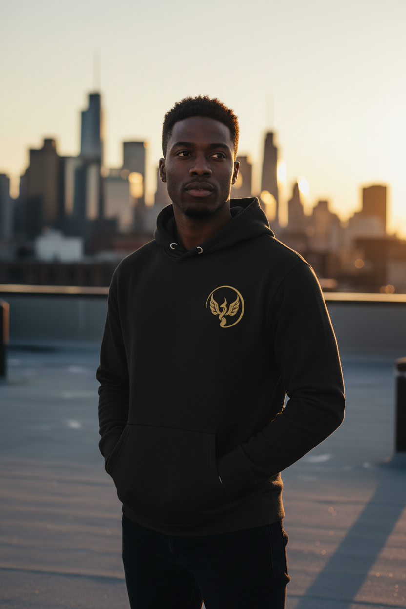 NextRep Wear Gold Phoenix Hoodie – lifestyle Pinterest image