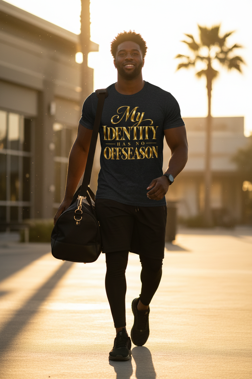My Identity Has No Offseason – Built For The Moment Unisex Tee lifestyle Pinterest image