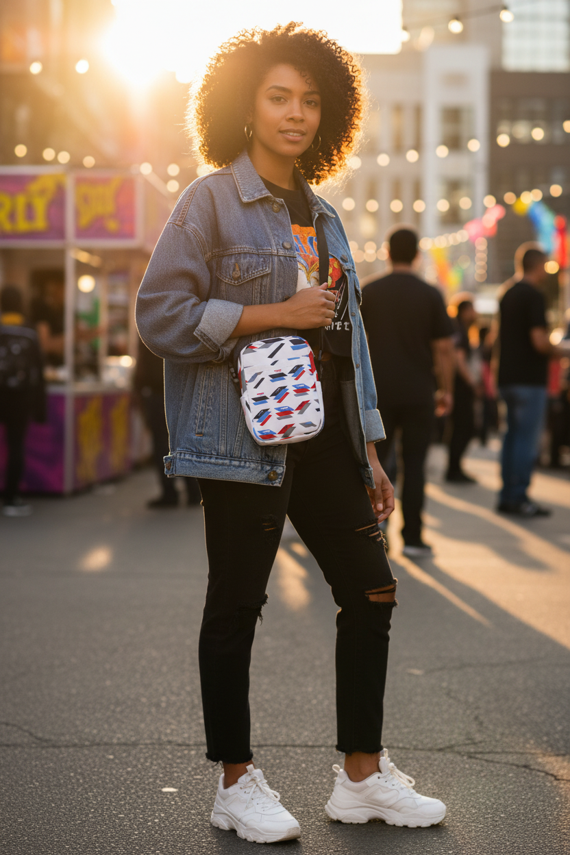 Self Expression Utility Crossbody Bag — Graphic Print lifestyle Pinterest image