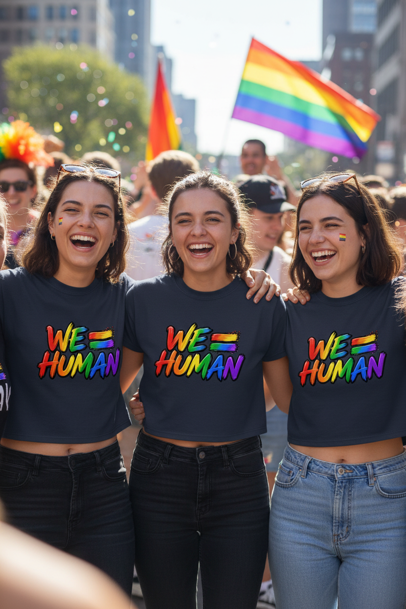 We = Human – Women's Crop Top lifestyle Pinterest image