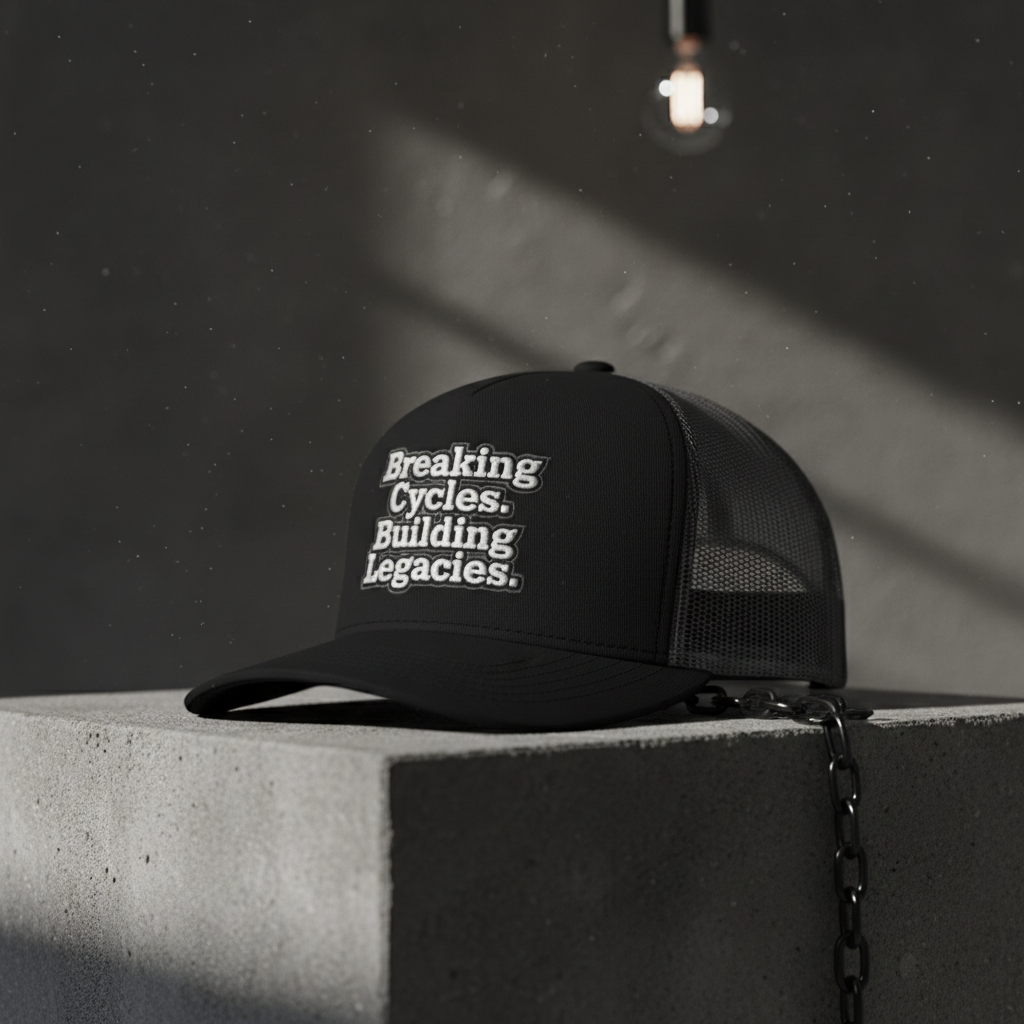 Breaking Cycles. Building Legacies. — Snapback Trucker Cap