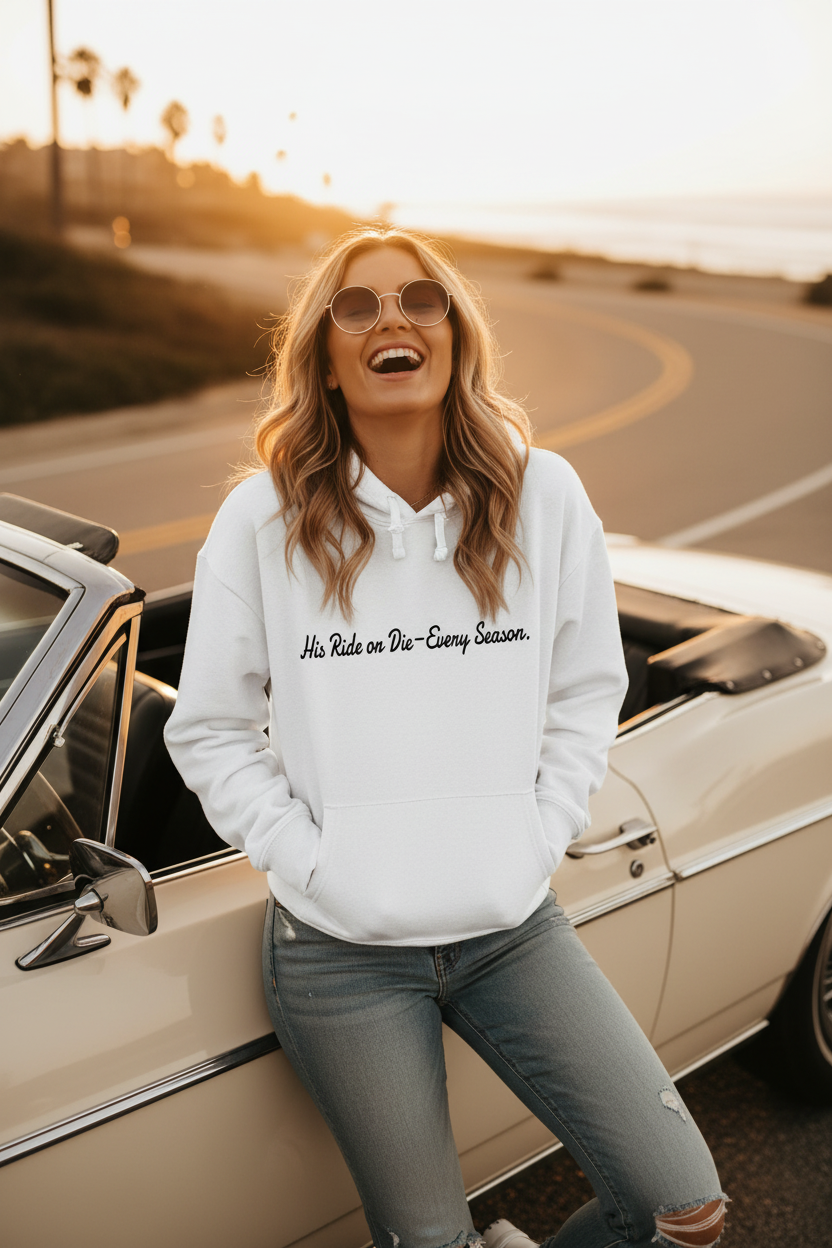 His Ride or Die Every Season – NextRep Women's Cropped Hoodie lifestyle Pinterest image