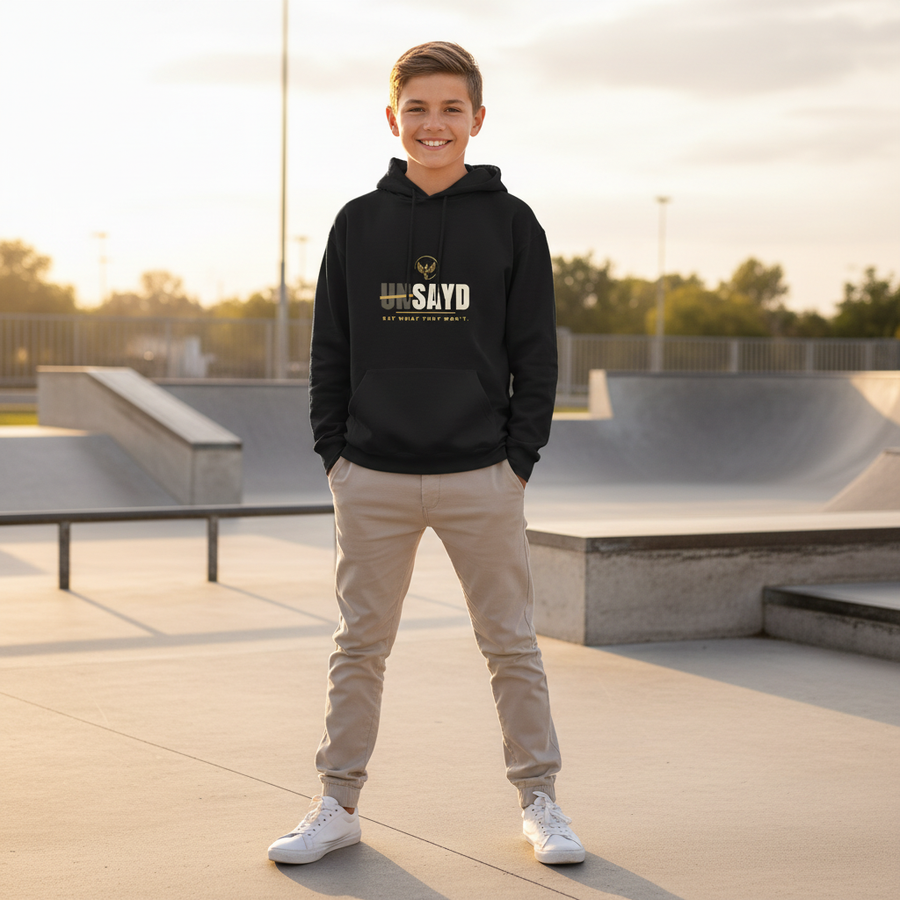 Kids’ UNSAYD Black Cotton Hoodie