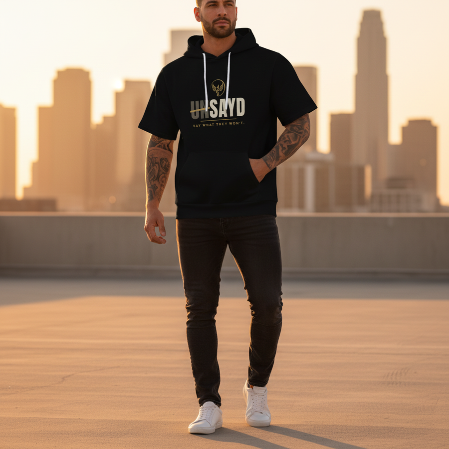 Men’s UNSAYD Black Short-Sleeve Hoodie