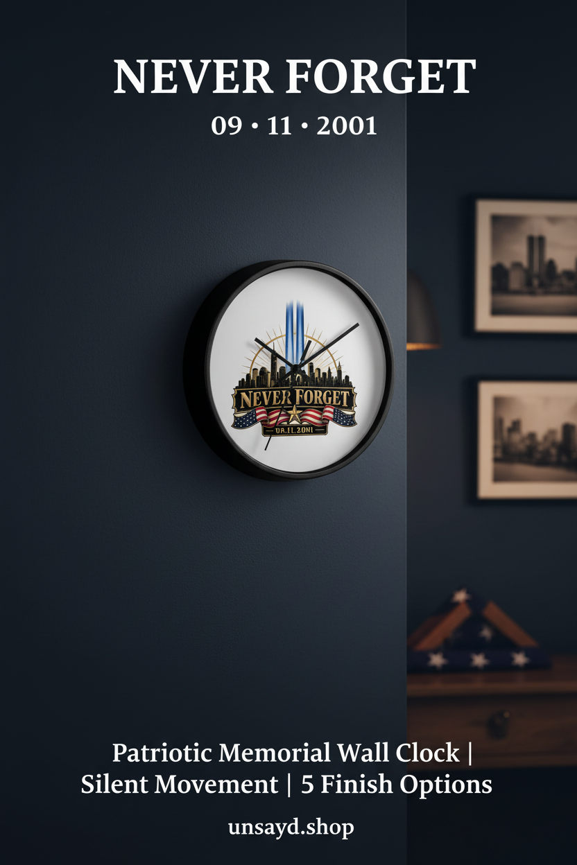 Never Forget 9/11 Memorial Wall Clock - Pinterest Pin