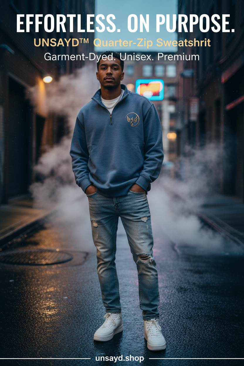 UNSAYD Quarter-Zip Sweatshirt Pinterest Pin